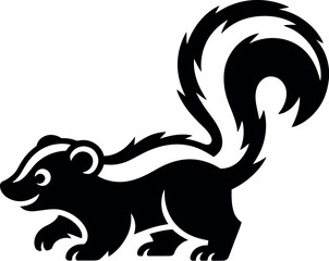 Black skunk silhouette white animal