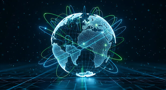 Global network connection digital earth technology concept modern