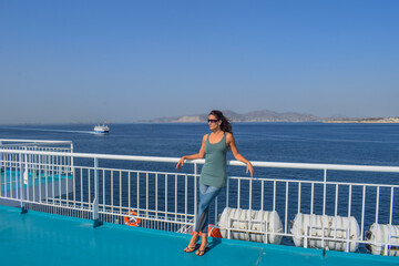 Traveler Enjoying the View from Ferry Deck