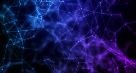 Abstract digital background of points and lines. Glowing plexus. Big data. Network or connection. Abstract technology science background. 3d rendering.