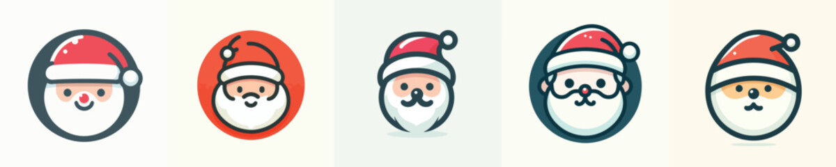Mini Santa Logo Circle Icon Shape. Vektor, design, minimalist, illustrations, set icon