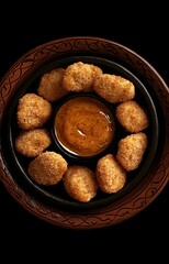 Gourmet chicken nuggets with savory sauce