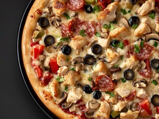 Deluxe Chicken Salami Mushroom Bell Pepper Pizza