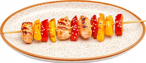 Delicious grilled chicken skewers from above