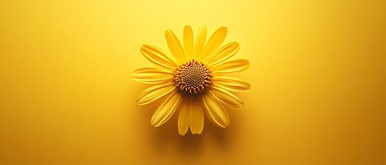 Chamomile Flowers on Yellow Background