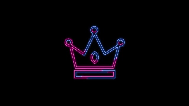 Neon liner Crown Icon Animation &ndash; Royal Symbol Motion Graphic 4K Video