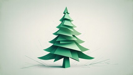 Abstract Christmas tree shape in minimalist green design  