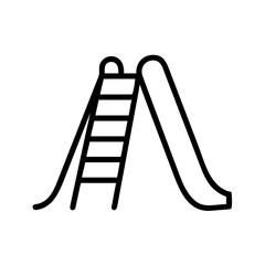 A black outline illustration of a playground slide