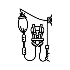 Illustration of a safety harness and emergency parachute, isolated on
