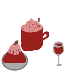 vector illustration of a drink and food for Christmas