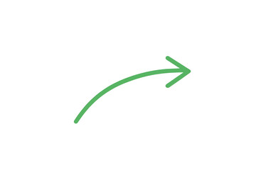 Green arrow curving upwards, symbolizing growth, increase, progress, positive direction, and moving forward
