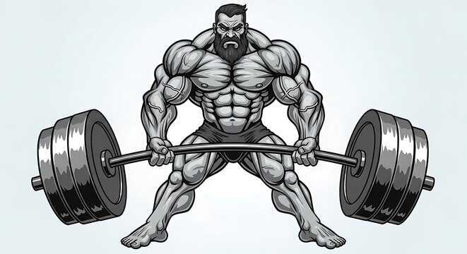 Muscular bodybuilder performing a heavy deadlift with intense focus