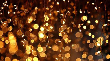 A beautiful bokeh background featuring numerous warm golden out-of-focus lights, creating a festive and magical atmosphere. - Powered by Adobe