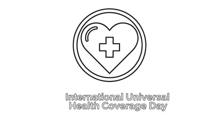 A simple line art illustration of a heart containing a medical cross symbolizing healthcare