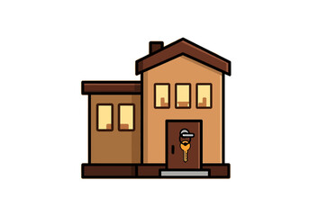 Charming Residential Home Illustration with Key