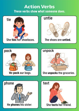 Action Verbs Visual Examples of Common Verbs for Kids and Students