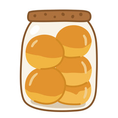 Jar of Pineapple Tart Cookies in Cozy Hand-Drawn Style for Packaging