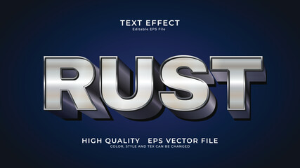 Rust text, metallic silver style editable text effect