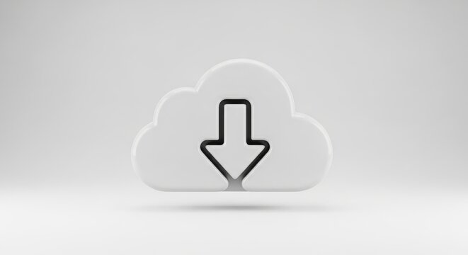 Streamlined cloud download icon depicting data flow and digital transformation