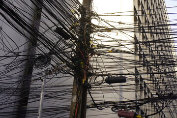 Total chaos, or so it seems, with relocated electrical cables in Fortaleza - Ceará, Brazil.