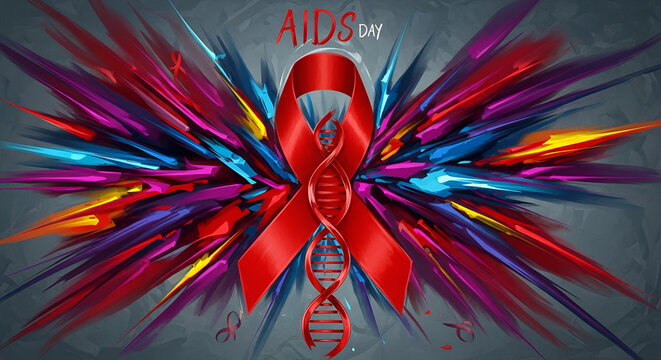Vibrant Digital Art Background for World AIDS Day Promotion