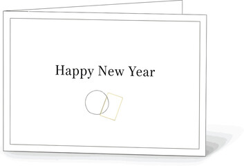 Elegant happy new year greeting card with minimalist design on a white background