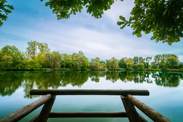 widok z pomostu na staw © Slav
