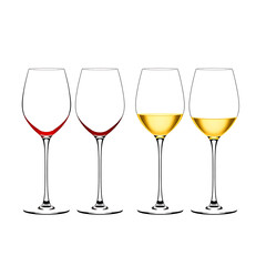 Classic Wine Glass Icons, Line Art & Solid Silhouette Collection