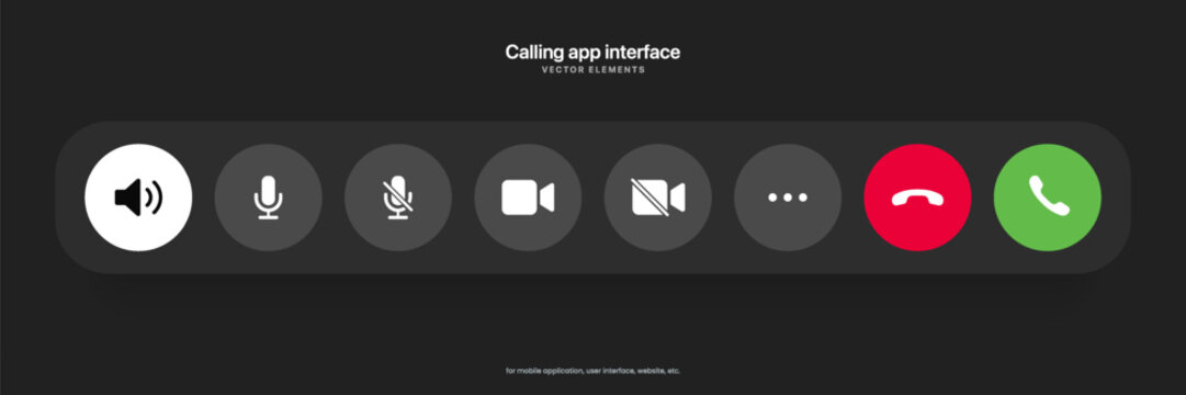 Phone calling icon set. Streaming icon set. Video call buttons set. Collection of internet conversation buttons. A set of video communication elements. Stock vector EPS10.