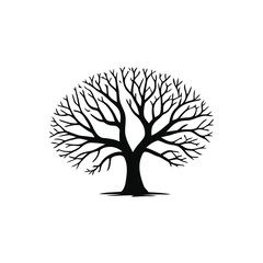 A black tree with leaves and grass