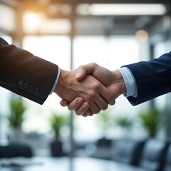 Close-Up Business Handshake in Modern Office – Professional Agreement and Corporate Partnership