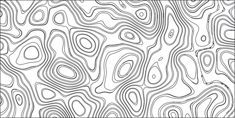 Black and white topographic map contour lines forming an intricate, organic, and abstract pattern with detailed curves and loops