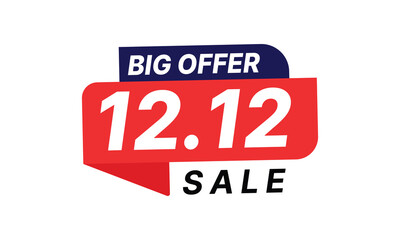 Big Offer Banner. 12.12 Sale Price label Promo design. Discount tag vector graphic element. Vector illustration