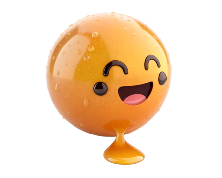Ultra-smooth 3D drooling emoji, glossy droplet, soft shadows, transparent PNG background
