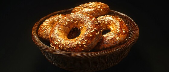 Assorted Fresh Breads in Wicker Basket