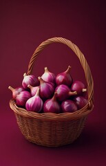 Abundant Red Onions in Maroon Basket