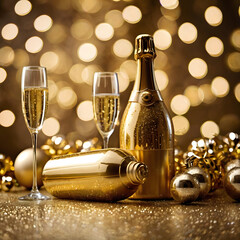 champagne bottle and glasses