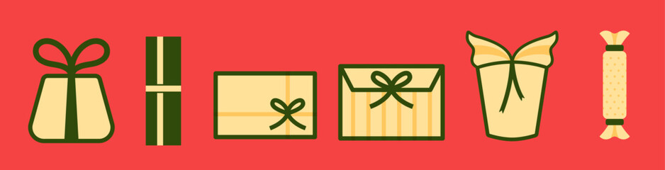 Gift/Gift Box Shape Vector Set. Decoration. Surprise. Ribbon