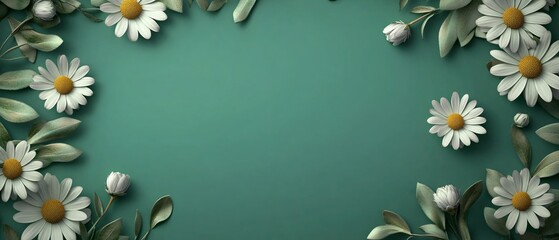 Elegant Top View Green Gold Daisy Frame