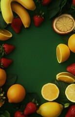 Assorted Fresh Fruits with Empty Space