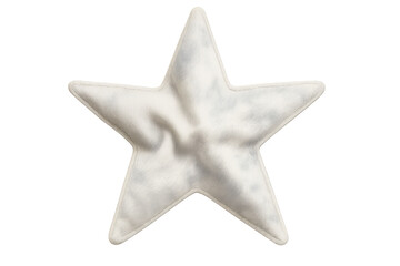 Obraz premium White star shaped pillow for home decor, featuring soft plush fabric. Perfect fluffy cushion element on a transparent background