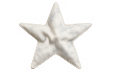 White star shaped pillow for home decor, featuring soft plush fabric. Perfect fluffy cushion element on a transparent background
