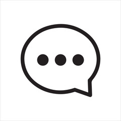 Fototapeta premium Simple black outline icon of a speech bubble with three dots inside, representing typing or ongoing conversation