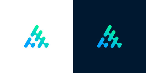 Abstract mountain logo in blue, gradient design for a modern brand identity, clean style