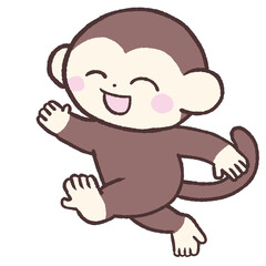 笑顔の猿が走るイラスト