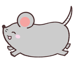 笑顔で走るネズミのイラスト