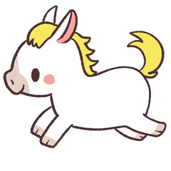 走る白馬のイラスト