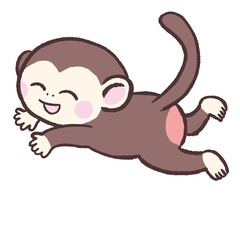 4つ足で走る笑顔の猿のイラスト
