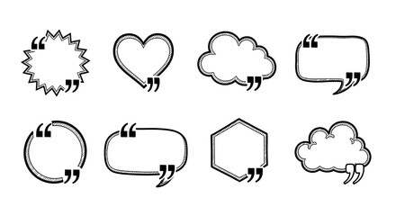 Hand drawn quote bubble frames collection for text and speech