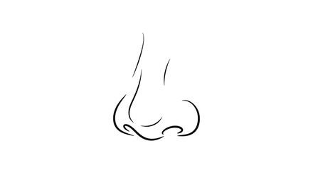 Minimalist outline of a human nose on a white background.